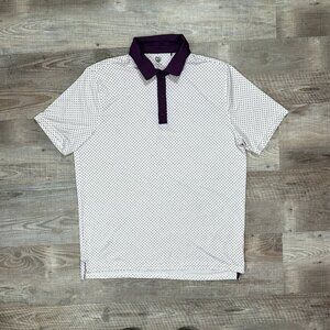 Graham Luxe Golf Polo Shirt Men’s XL White/Burgundy Short Sleeve Performance